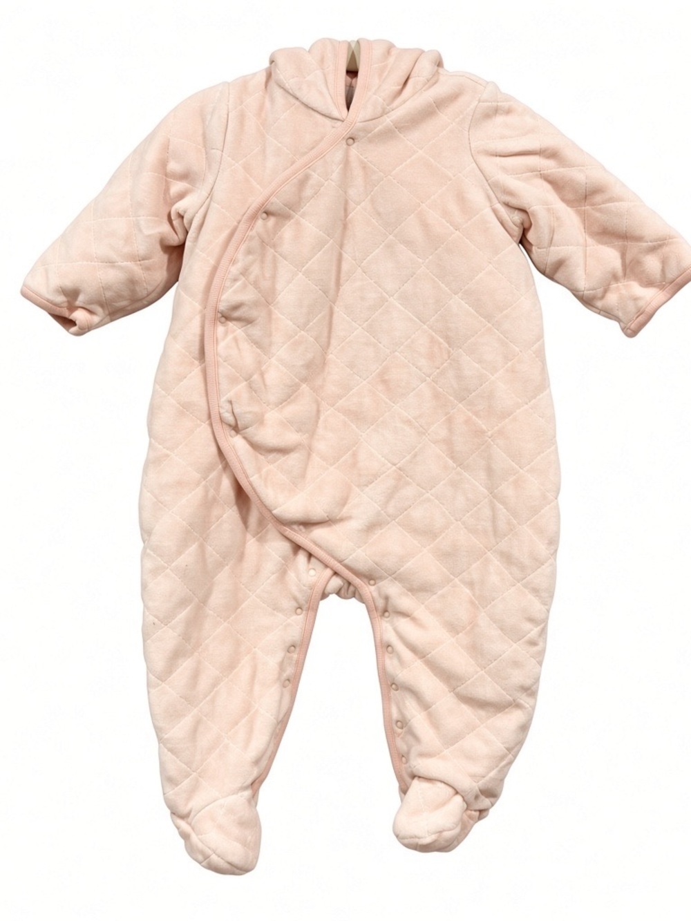 GAP Plush Quilted Baby One-Piece Romper - Soft Pink